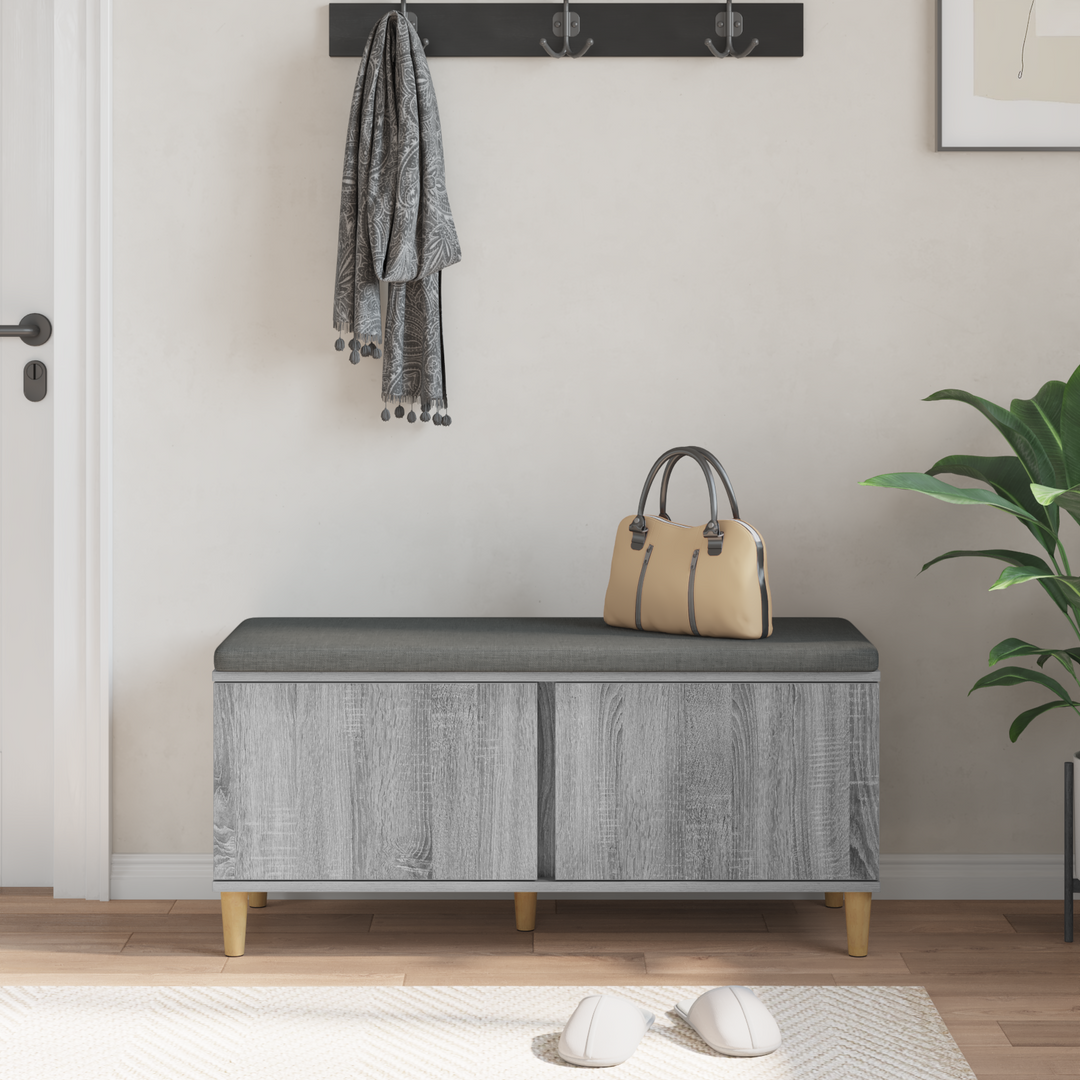 Hallbænk Grå Sonoma 100 x 38 x 46 cm Kunstigt træ og stof
