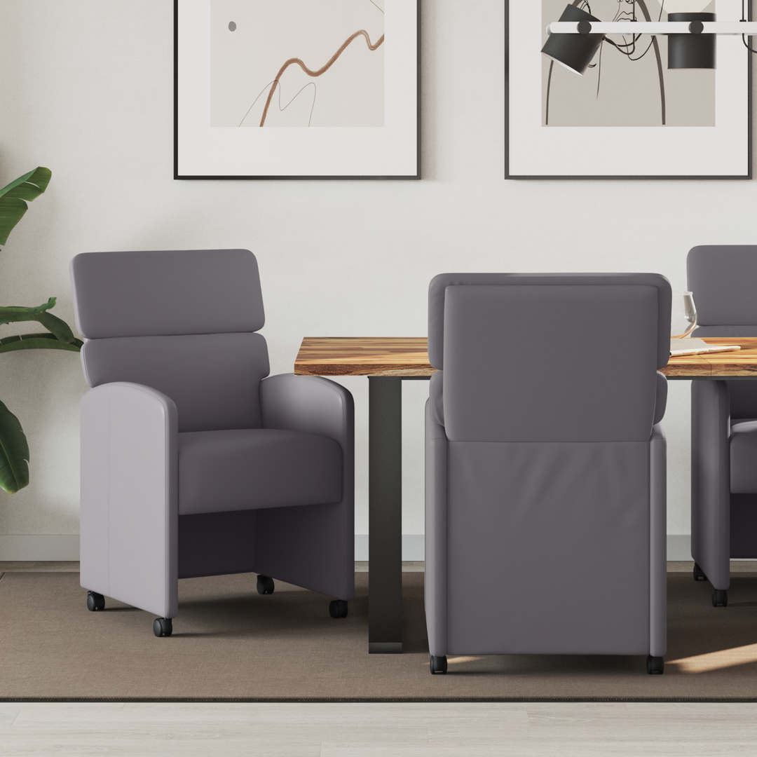 Spisebordsstole med hjul 2 pcs Grå 58 x 65 x 98 cm Kunstlæder
