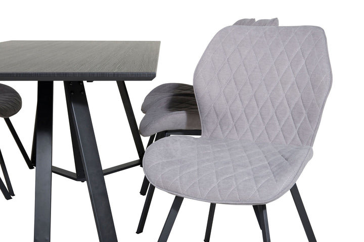 Venture Home Marina Dining Table - Black top / Black Legs +Gemma Dining Chair - Black Legs - Grey Fabric_6