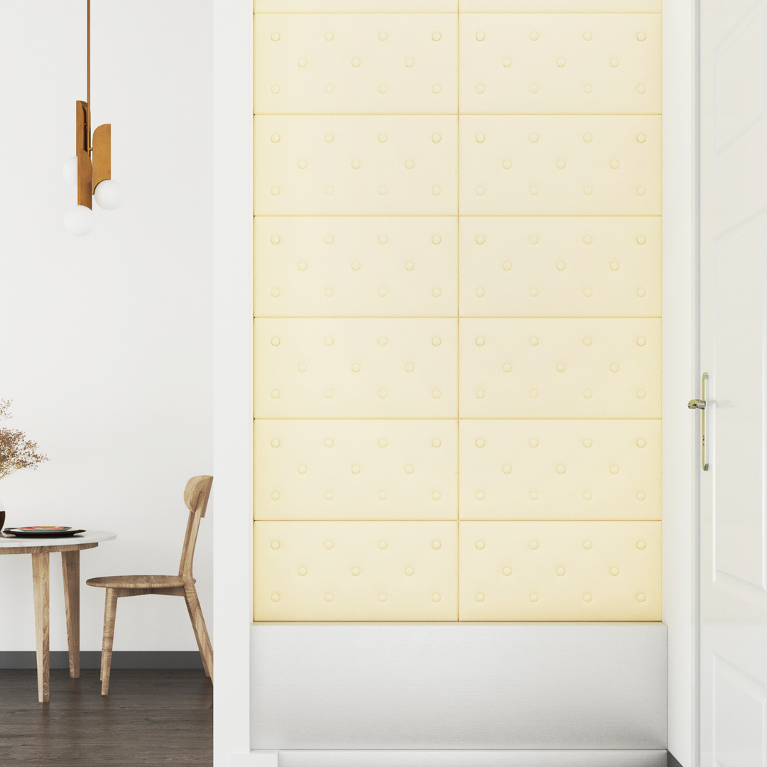 Væghovedgærde 12 pcs Creme 60 x 30 cm Faux læder