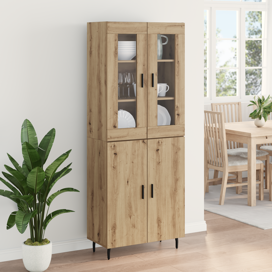 Highboard 2 pcs Artisan Egetræ Ingeniørtræ og glas