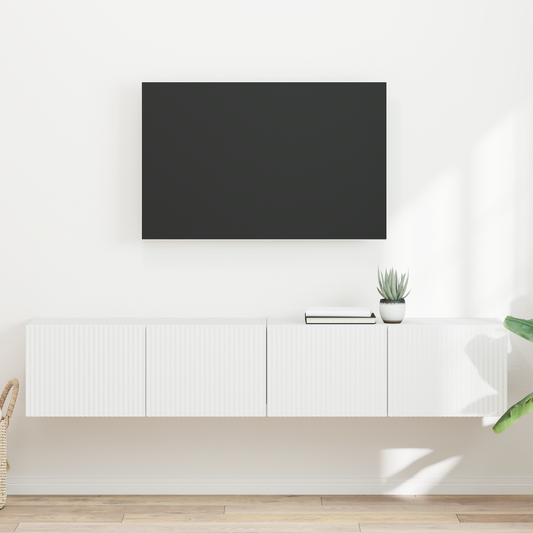 TV vægskab 2 pcs Hvid 78,5 x 31 x 29,5 cm Konstrueret træ