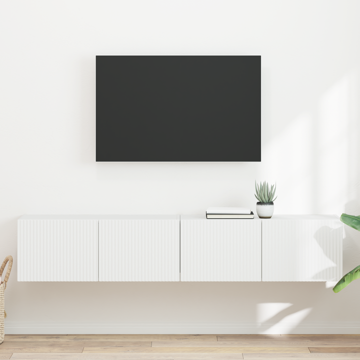 TV vægskab 2 pcs Hvid 78,5 x 31 x 29,5 cm Konstrueret træ