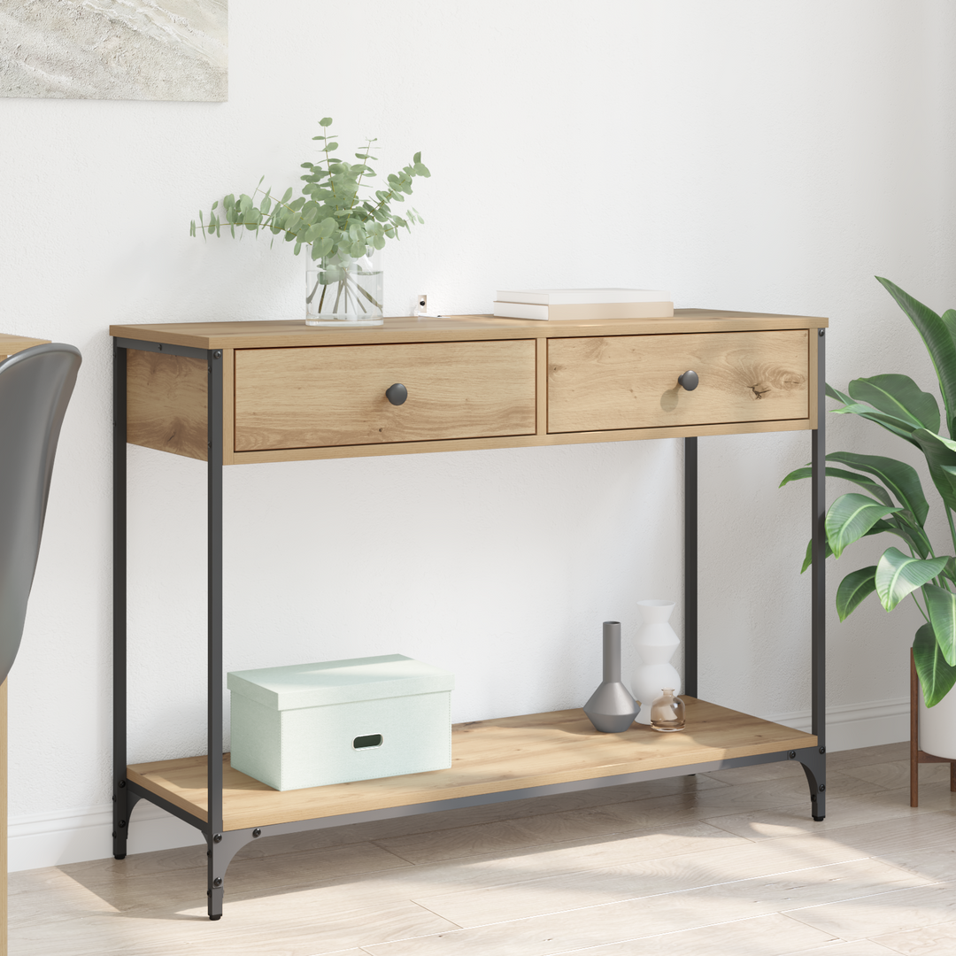 Konsolbord Artisan Egetræ 100 x 34,5 x 75 cm Konstrueret træ