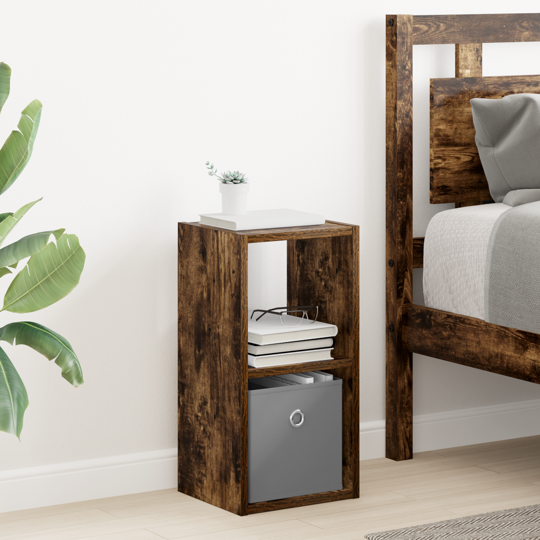 Sengebord 2 pcs Røget eg 25,5 x 22 x 49,5 cm Konstrueret træ