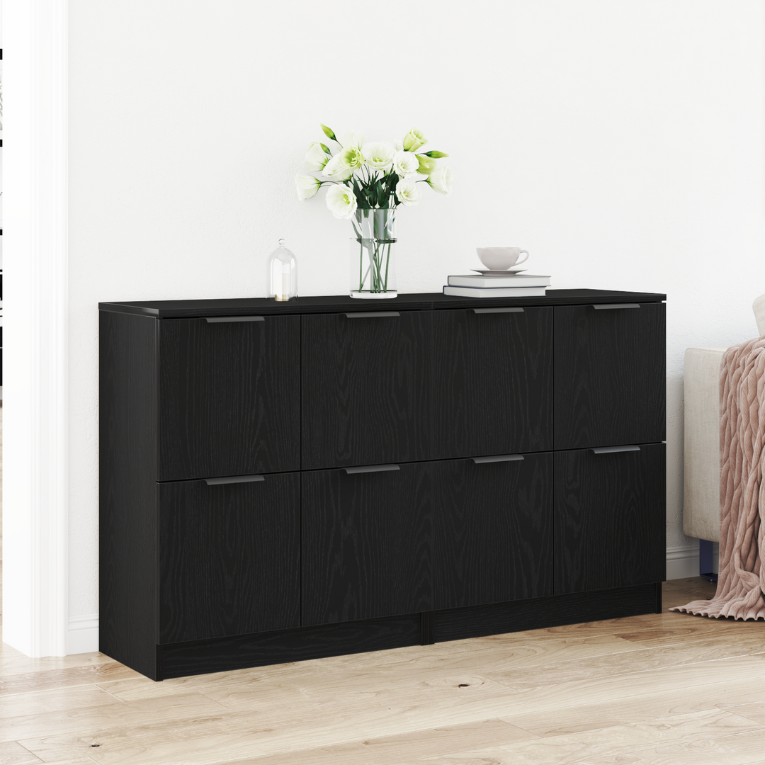 Sideboard 2 pcs Sort eg 60 x 30 x 70 cm Konstrueret træ