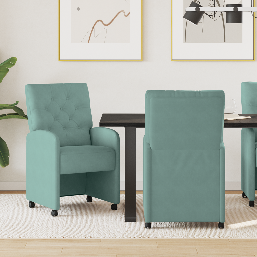 Spisebordsstole med hjul 2 pcs havgrøn 58 x 67 x 97 cm Fløjl