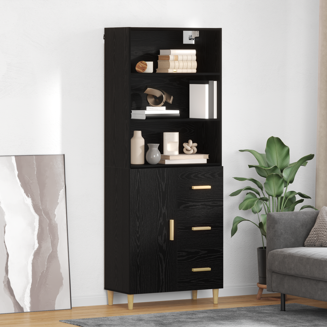 Highboard Sort eg 69,5 x 32,5 x 180 cm Konstrueret træ