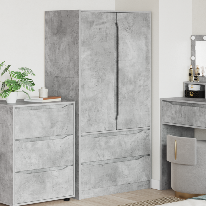 Garderobeskab BetonGrå 79,5 x 49 x 156 cm Konstrueret træ