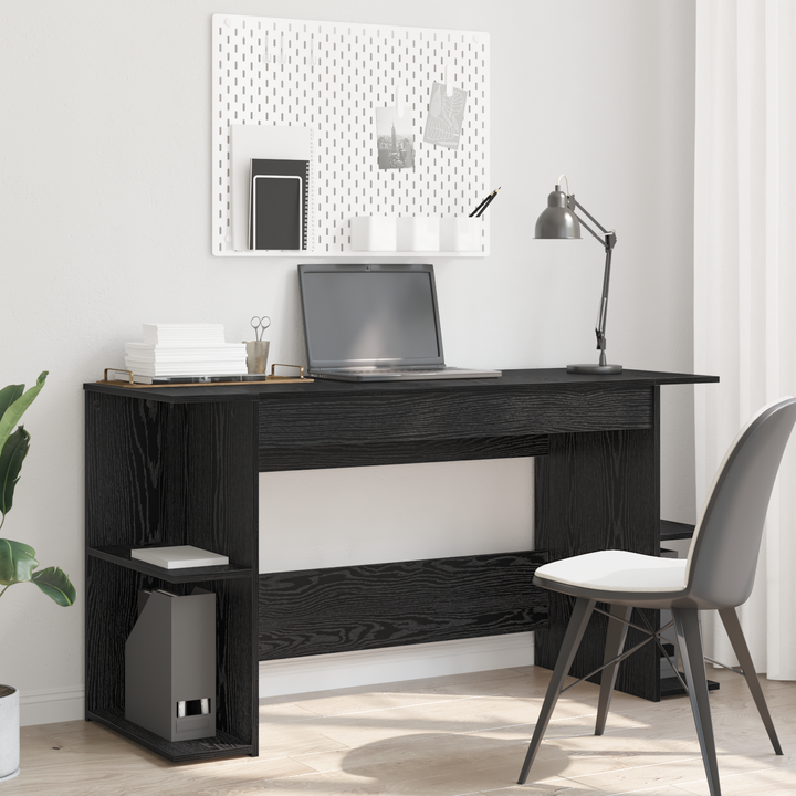 Bord med hylde Sort eg 140 x 50 x 75 cm Konstrueret træ