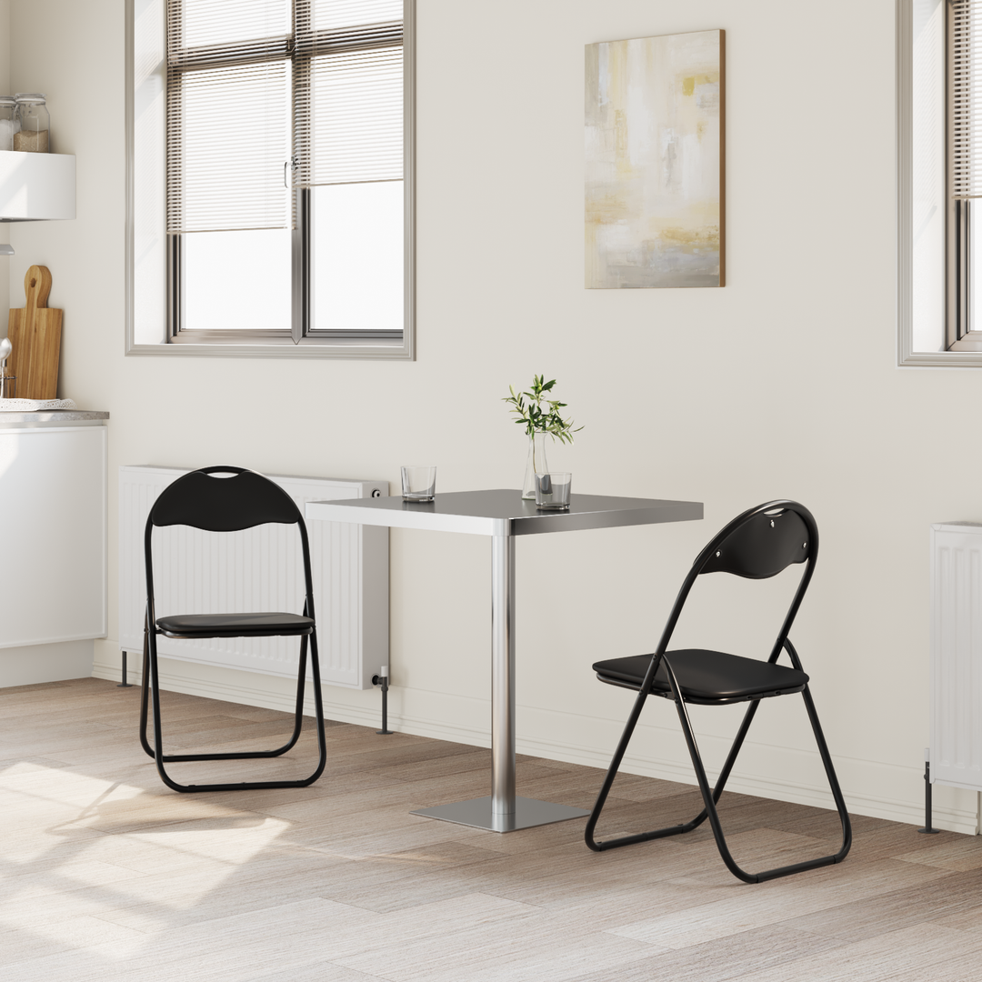 Sammenklappelig stol 2 pcs Sort 48 x 43,5 x 81 cm Faux læder