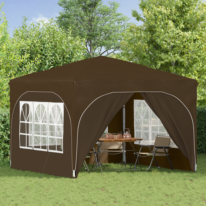 Pop-up Festtelt 290 x 290 x 245 cm Gråbrun