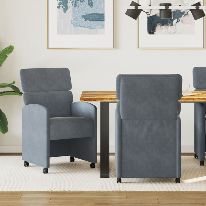 Spisebordsstole med hjul 2 pcs Mørkegrå 58 x 65 x 98 cm Fløjl