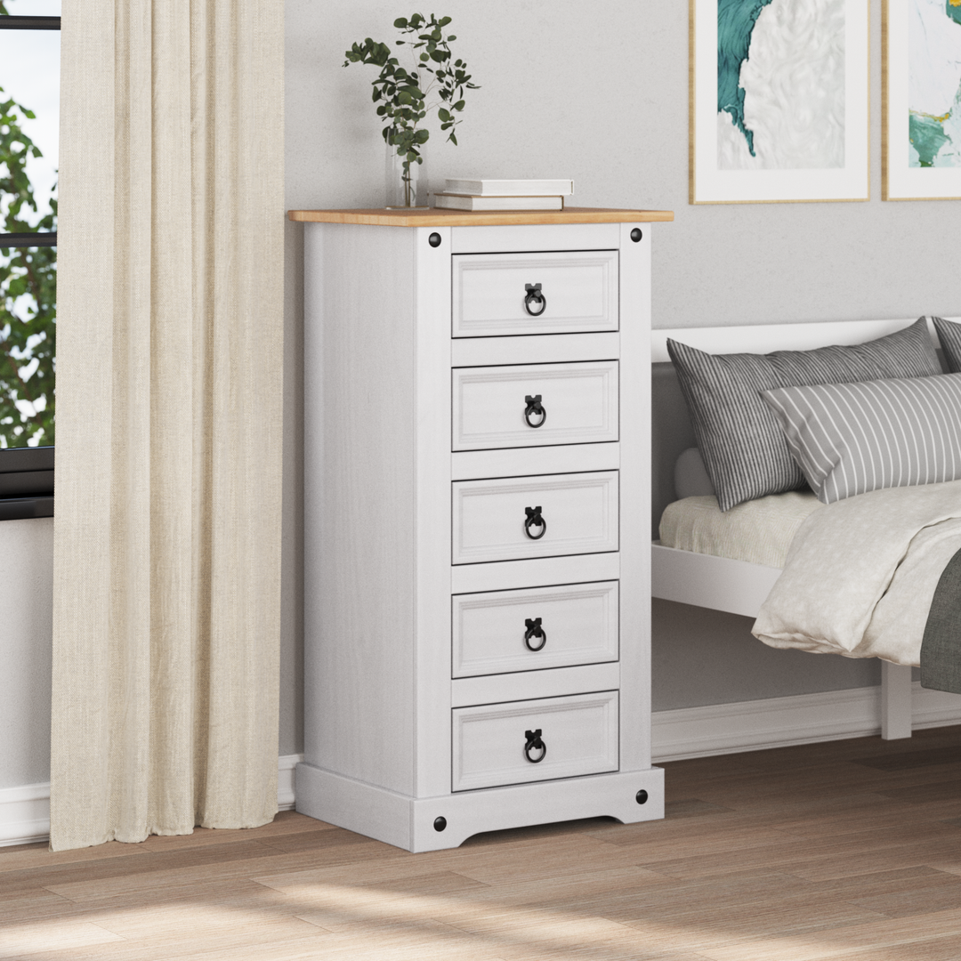 Sengebord Corona Hvid 53 x 39 x 103 cm Massiv fyrretræ