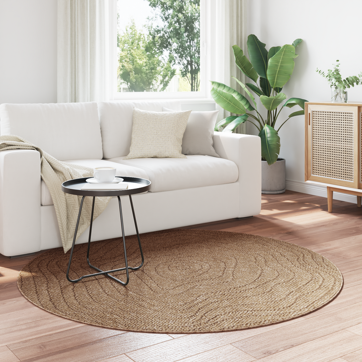 Områdetæpper Rund Moiré AGIRA Naturfarvet Ø 160 CM Polyester