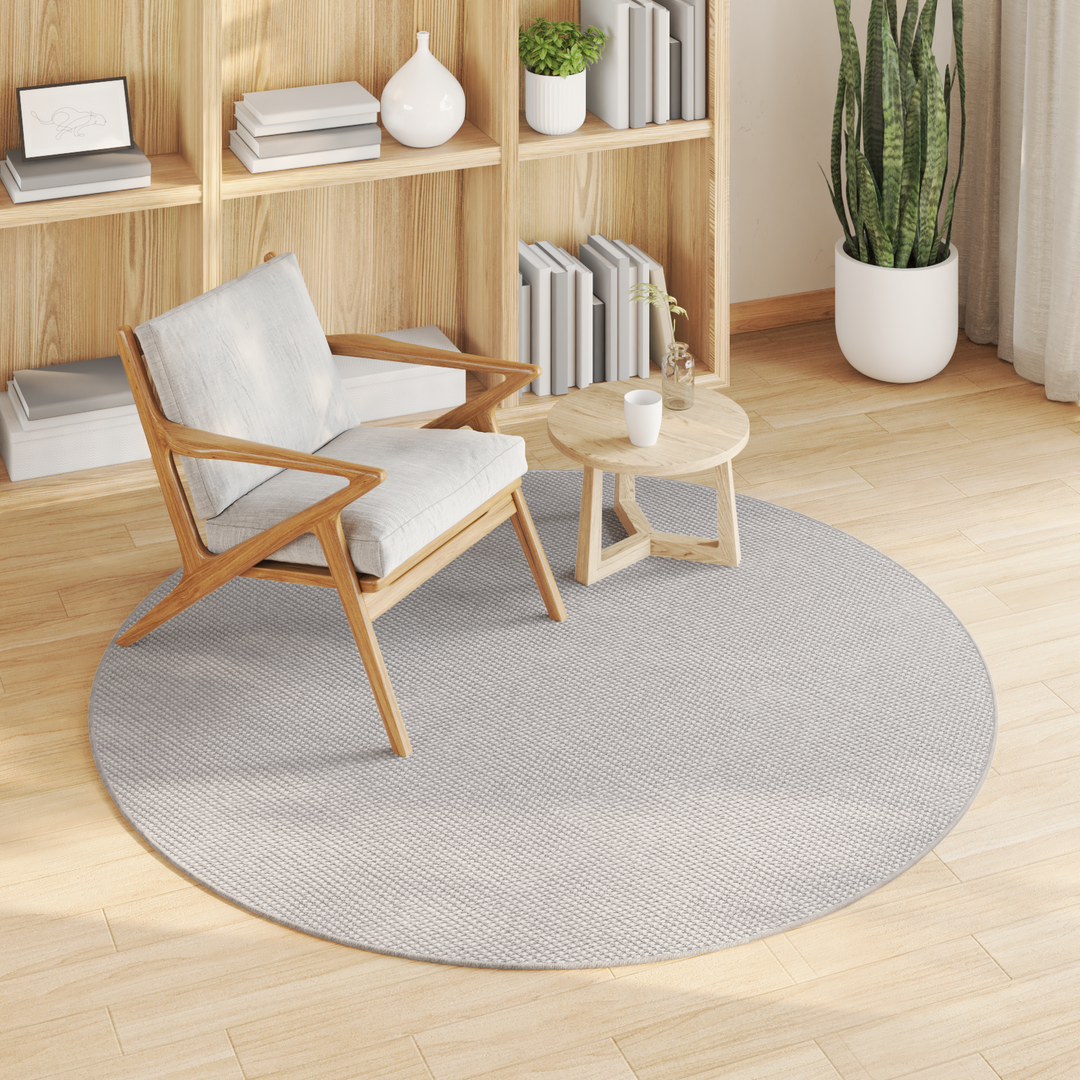 Områdetæpper Rund LUGO Creme og grå Ø 200 CM Polyester