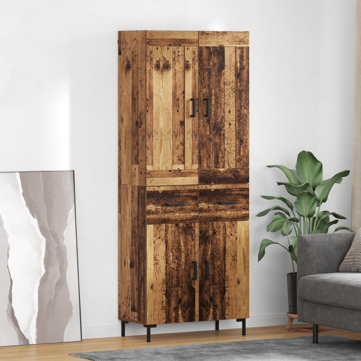 Highboard med skuffe 2 pcs Gammelt træ Konstrueret træ