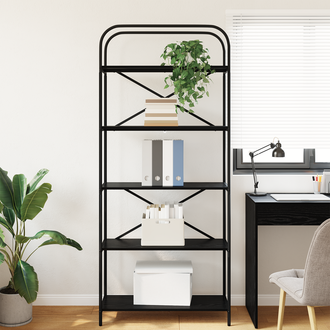 Bogreol Sort eg 80 x 30 x 183 cm Konstrueret træ