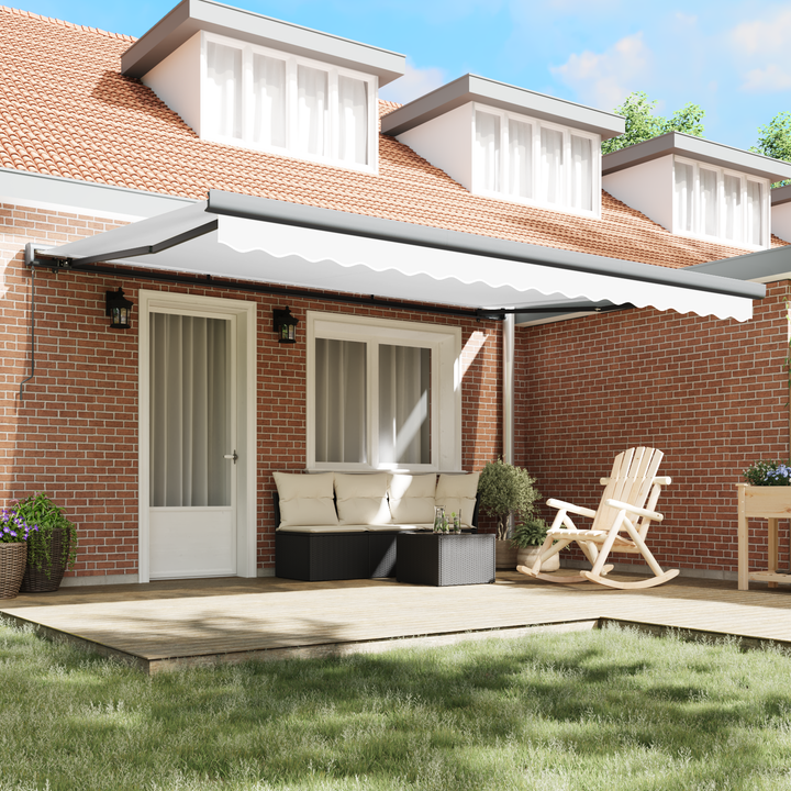 Utrækkelig Markise Hvid 4 × 3 m Canvas og Aluminium