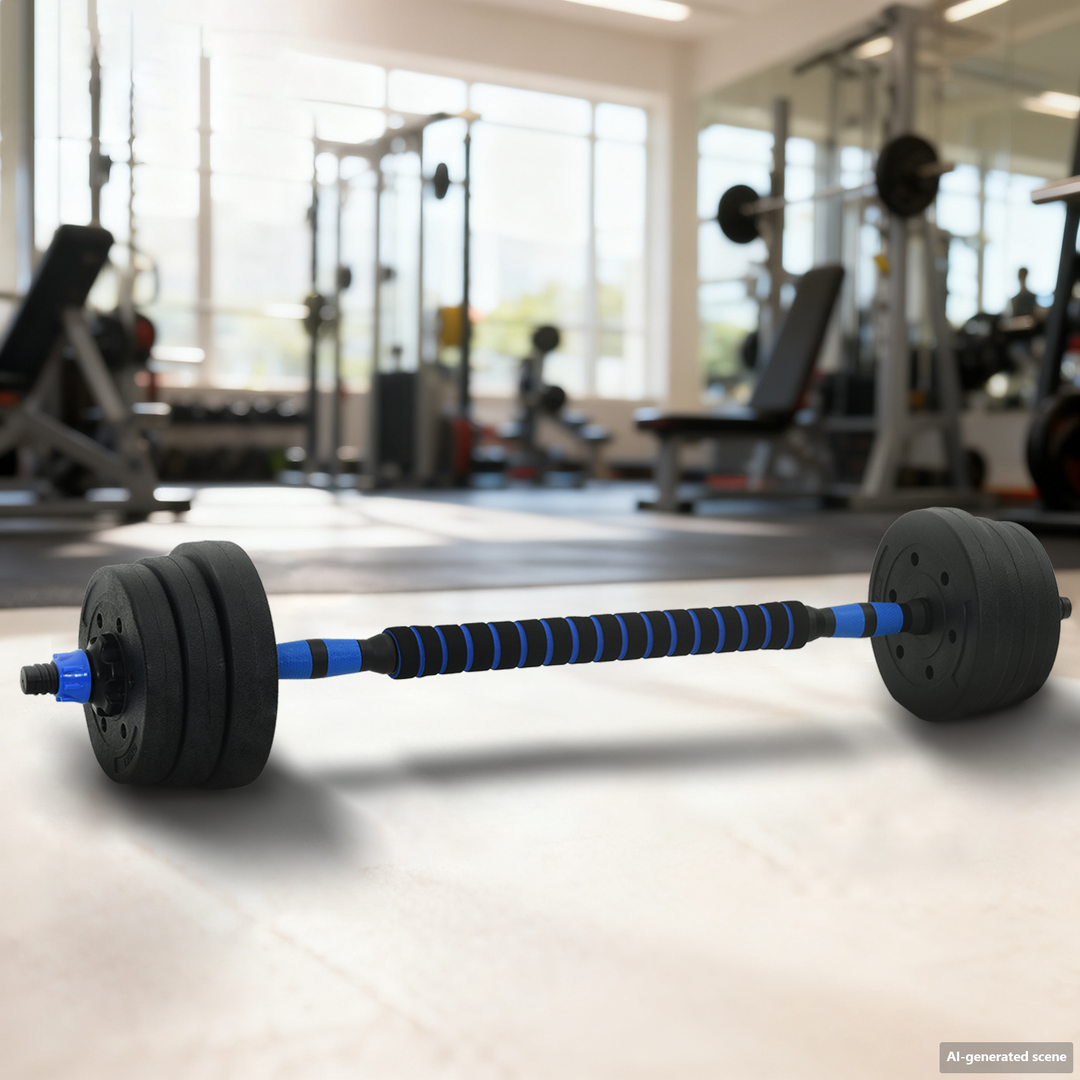 2-i-1 Håndvægt Barbell Sæt 20 kg Sort og Blå Cement og jernsand