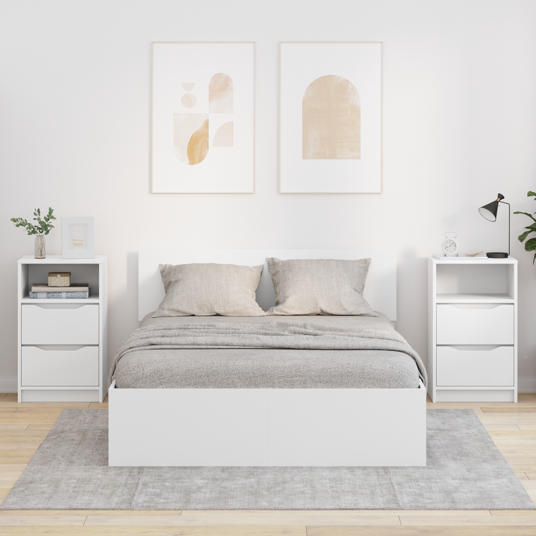 Sengeborde 2 pcs Hvid 40 x 30 x 467 cm Konstrueret træ