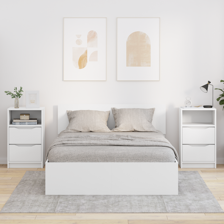 Sengeborde 2 pcs Hvid 40 x 30 x 467 cm Konstrueret træ
