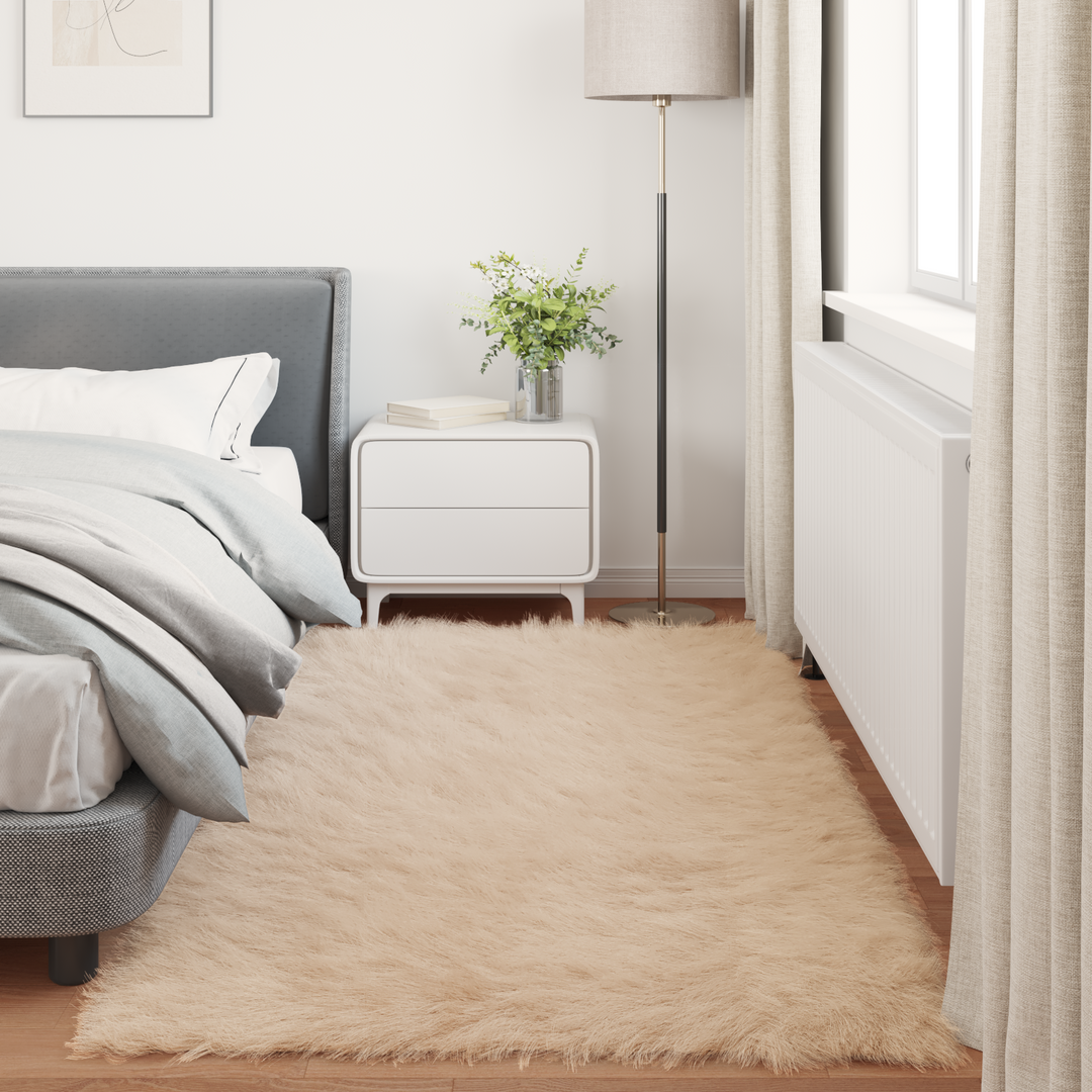 Fuskobbel lammeskindstæppe TAFALLA Beige 100 x 200 cm Polyester