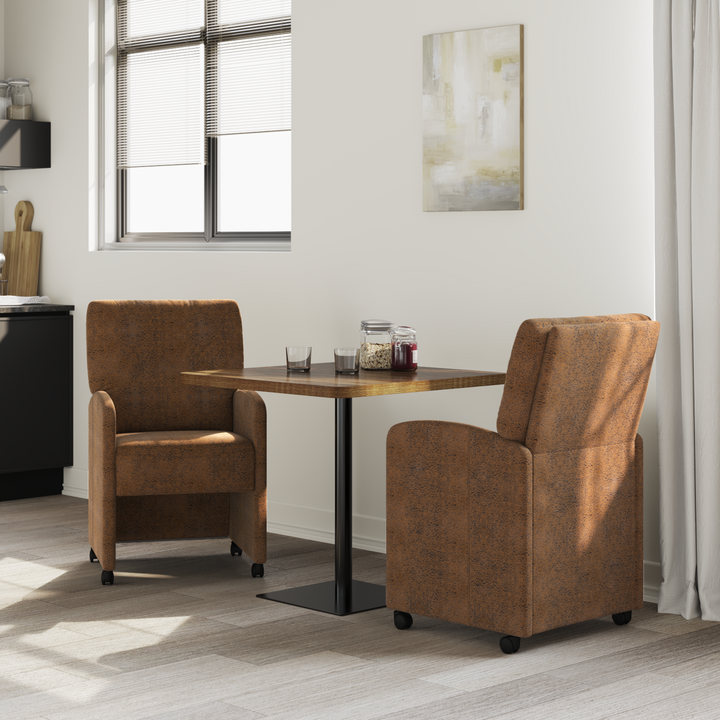 Spisebordsstole med hjul med hjul 2 pcs Brun 57 x 67 x 95 cm