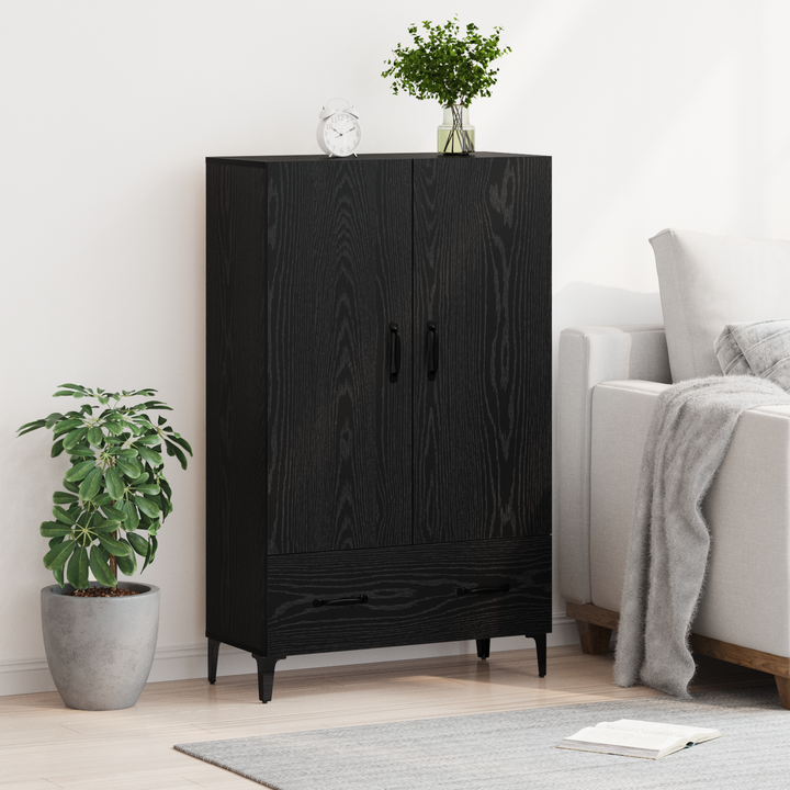 Highboard Sort eg 70 x 31 x 115 cm Ingeniørt træ og jern