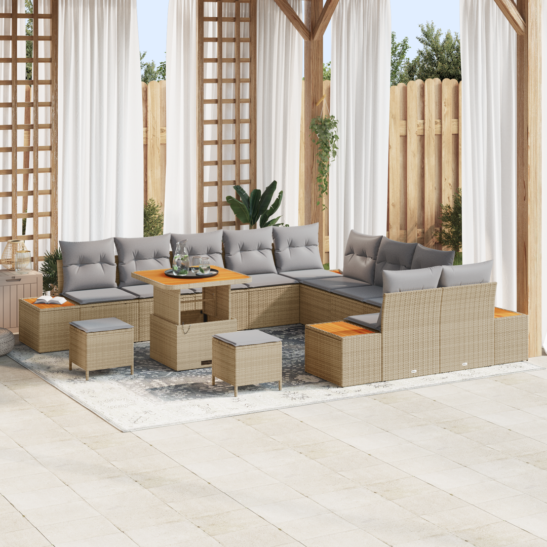 Havesofa Sæt med pude 13 pcs Beige og lys grå
