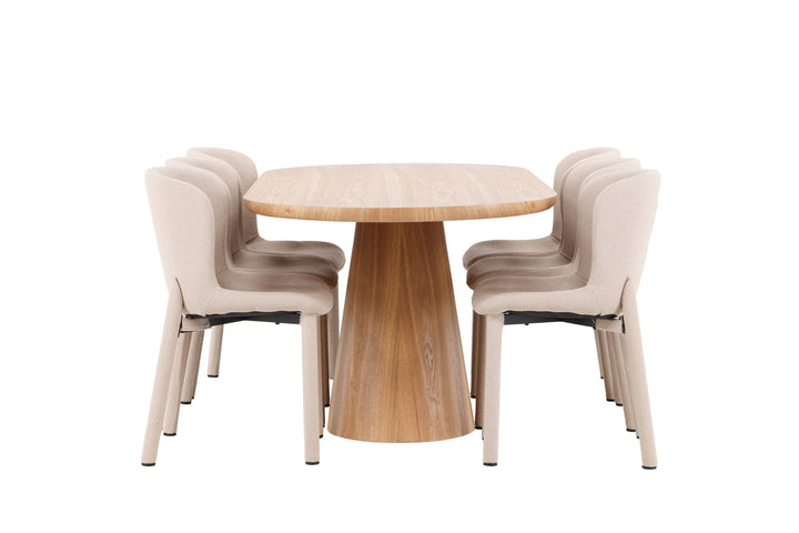 Venture Home Stjärnö Table - Nature with 6 Astoria Chair - Beige