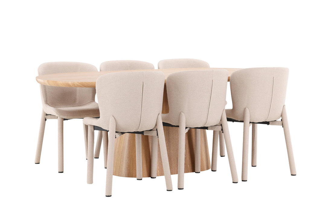 Venture Home Stjärnö Table - Nature with 6 Astoria Chair - Beige