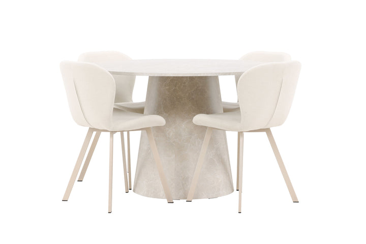 Venture Home Lanzo Table - Beige with 4 Lilja Chair - Beige