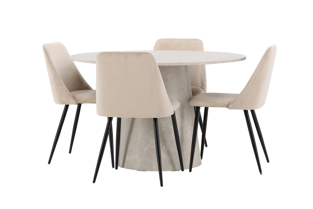 Venture Home Lanzo Table - Beige with 4 Night Chair - Black / Beige