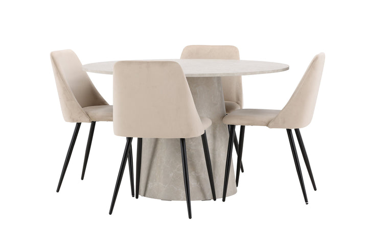 Venture Home Lanzo Table - Beige with 4 Night Chair - Black / Beige