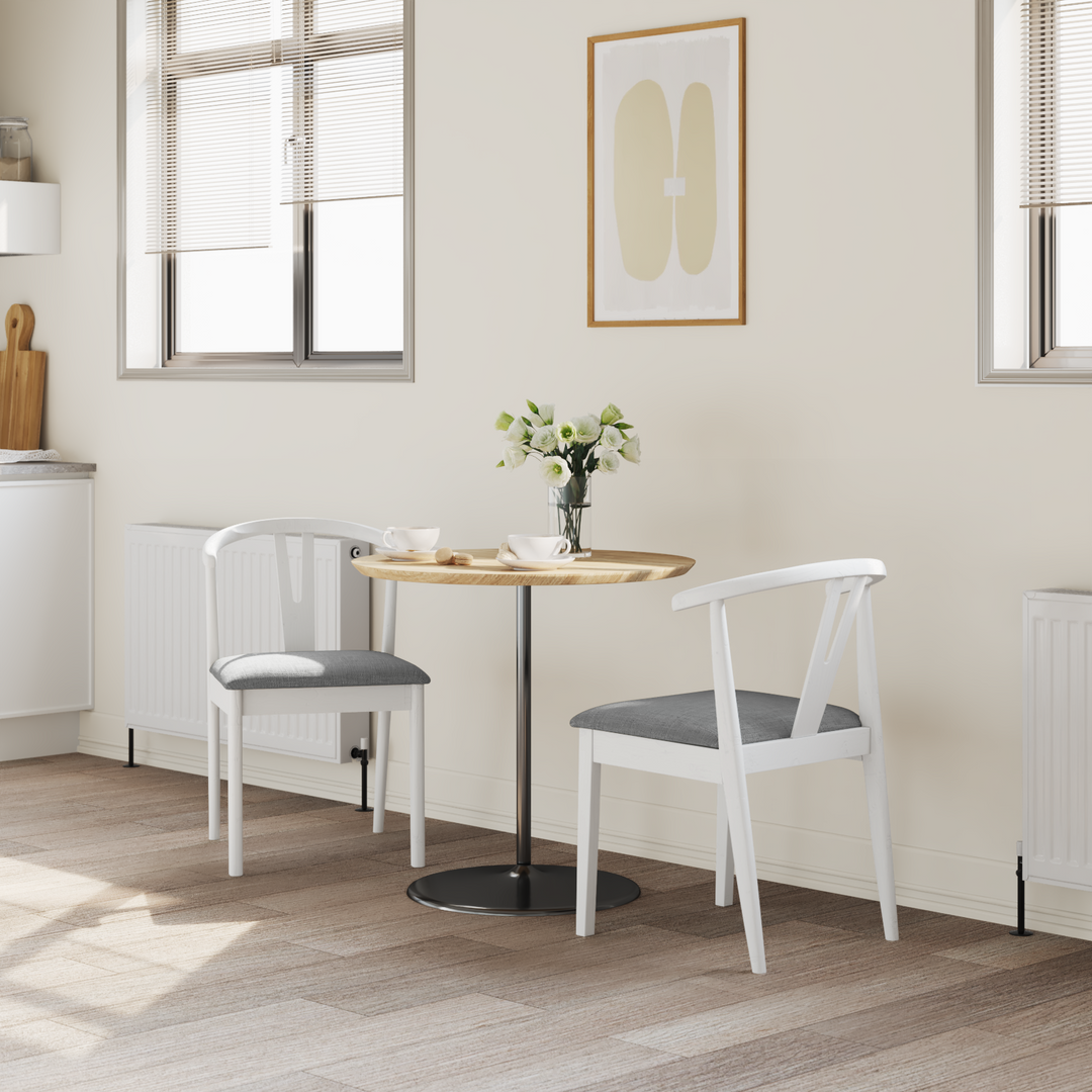 Spisestuestol 2 pcs Hvid og Grå Massiv Gummitræ