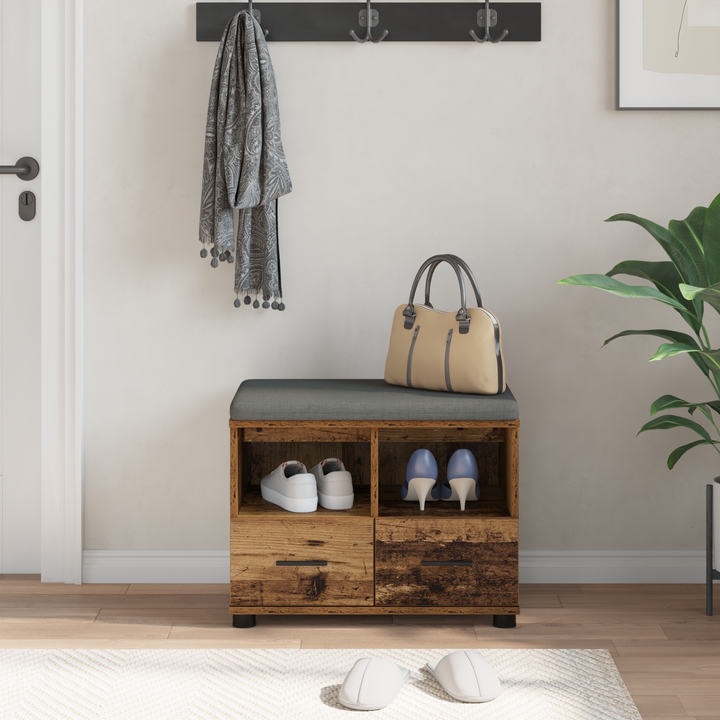 Hallbænk Gammelt træ 60 x 38 x 46 cm Kunstigt træ og stof