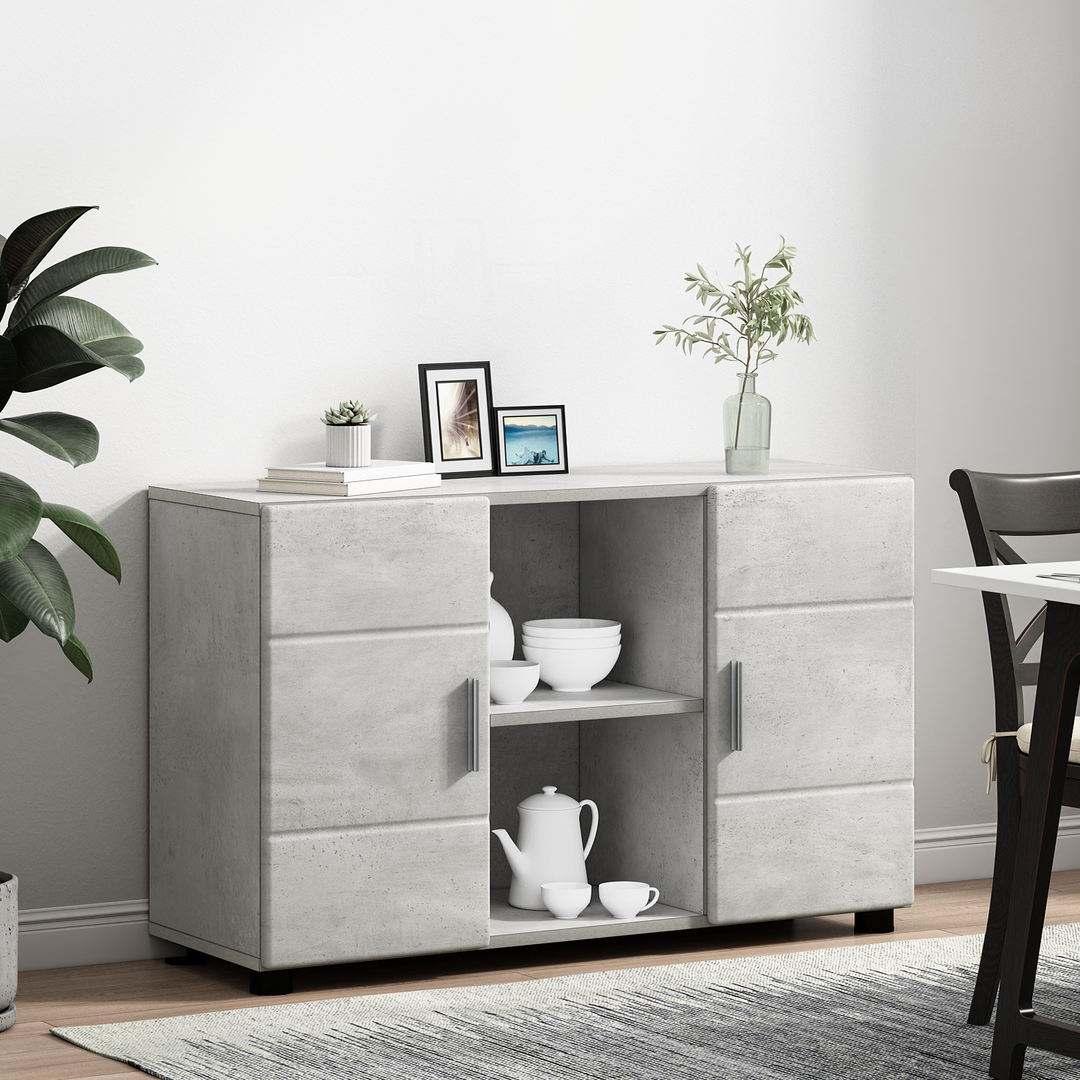 Sideboard med hylde FLORIN Beton Grå 88,5 x 30,5 x 55,5 cm