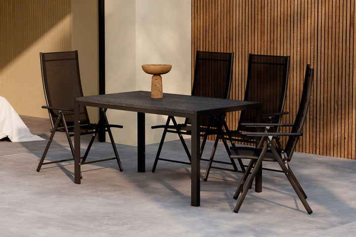 Venture Home Mirko Dining Table - Black + Levanzo Diningchair - Black x 4