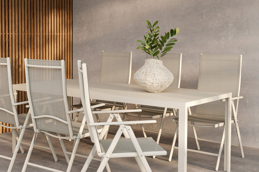 Venture Home Break Dining Table -  Beige / Beige + Break Diningchair Beige x 6