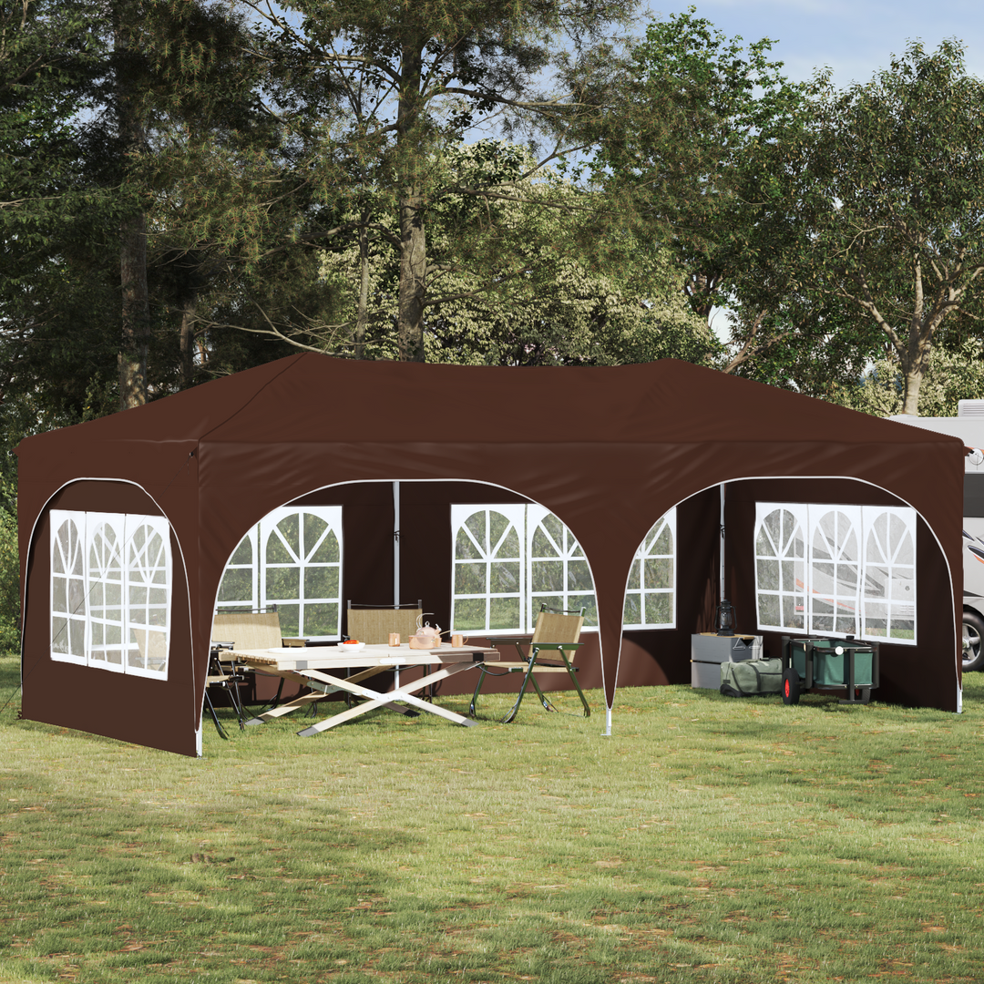 Pop-up Festtelt 575 x 288 x 245 cm Brun Oxford stof