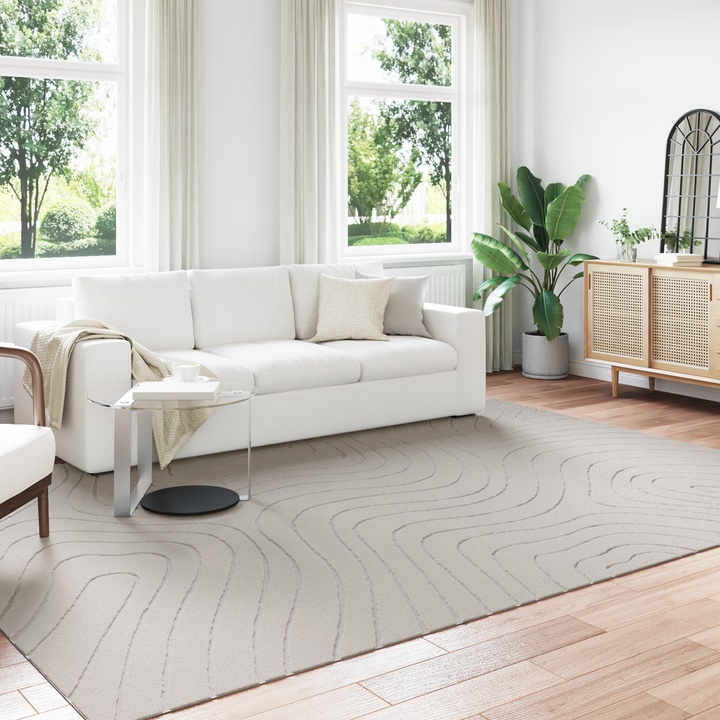 Områdetæpper Rektangulær PALMERAS Creme 340 x 240 cm Polyester