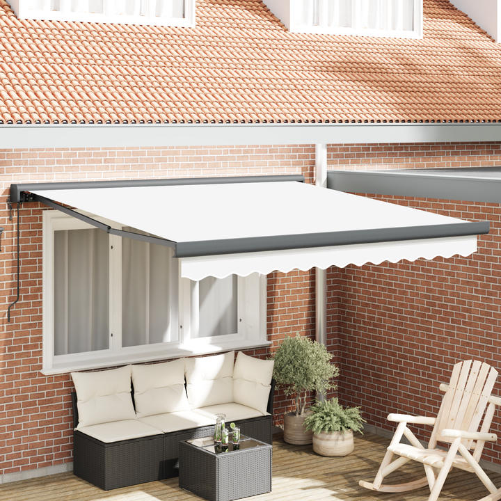 Udtrækkelig markise Hvid 350 x 250 x 165 cm Stof og Metal