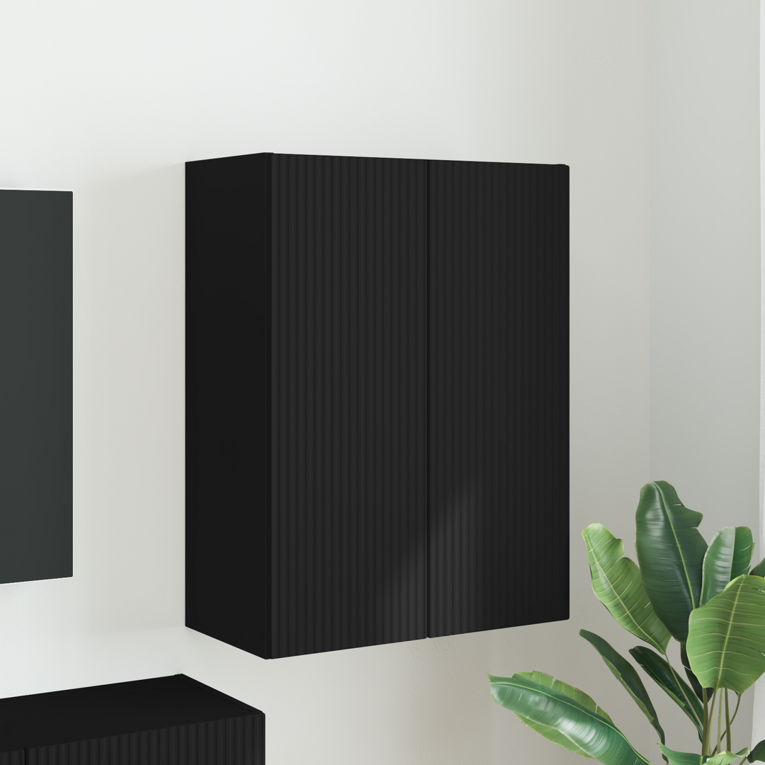 TV vægskab Vægmonteret Sort 59,5 x 31 x 80 cm Konstrueret træ