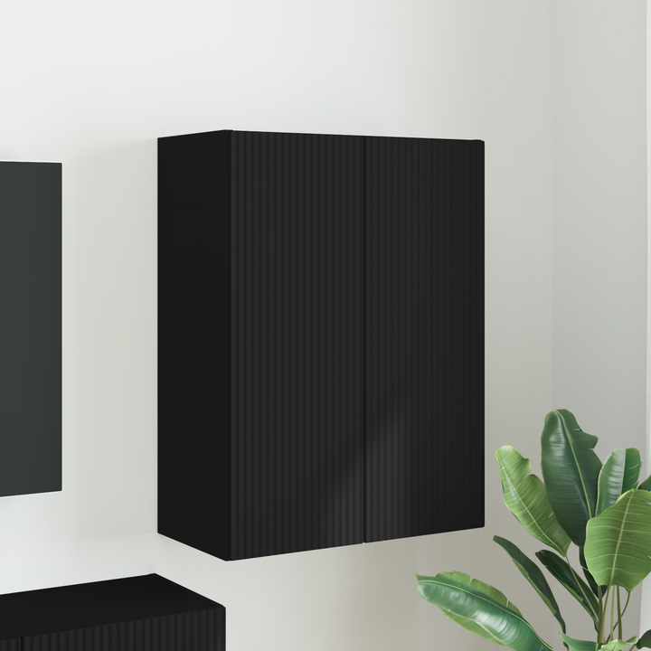 TV vægskab Vægmonteret Sort 59,5 x 31 x 80 cm Konstrueret træ