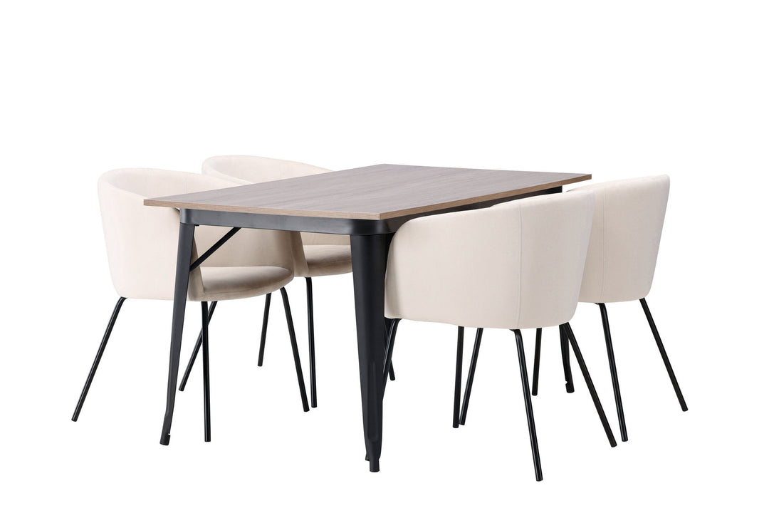 Venture Home Tempe Dining Table - Black / Walnut MDF +Berit Chair - Black / Beige Velvet _4