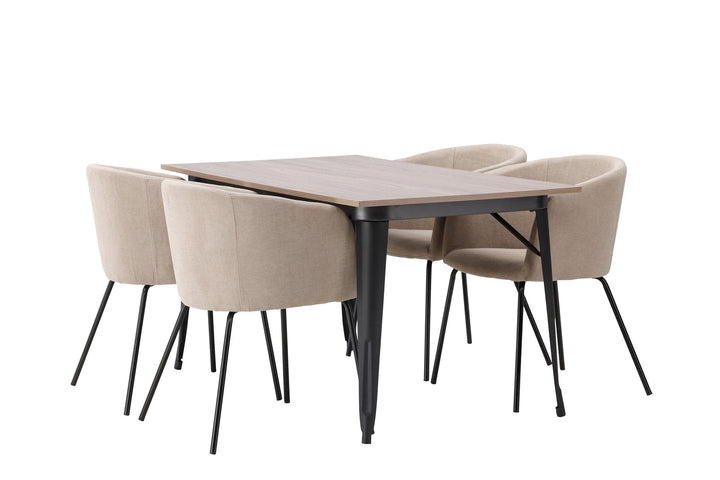 Venture Home Tempe Dining Table - Black / Walnut MDF +Berit Chair - Black / Beige Fabric (Polyester linen ) _4