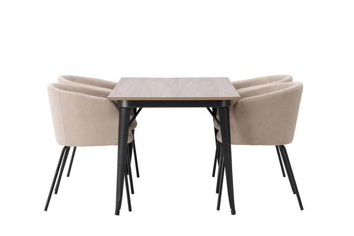 Venture Home Tempe Dining Table - Black / Walnut MDF +Berit Chair - Black / Beige Fabric (Polyester linen ) _4