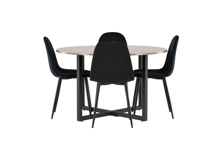 Venture Home Durango Dining Table - Black / Walnut MDF +Polar Dining Chair - Black legs / Black Velvet _4