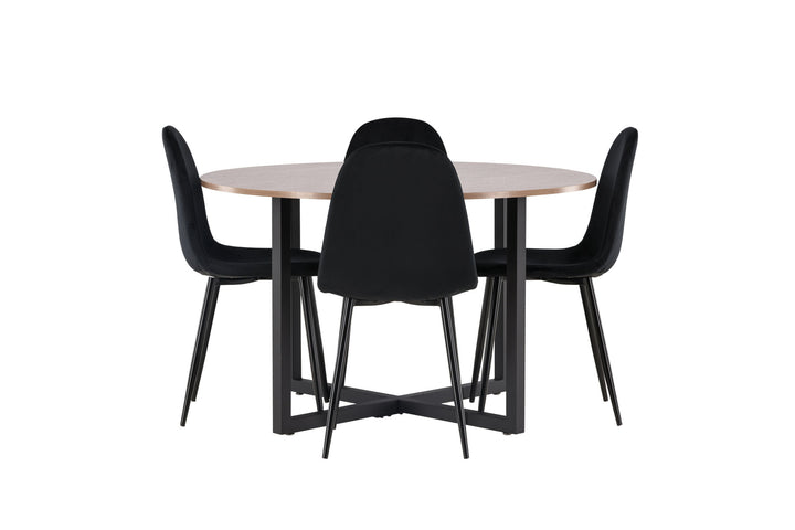 Venture Home Durango Dining Table - Black / Walnut MDF +Polar Dining Chair - Black legs / Black Velvet _4